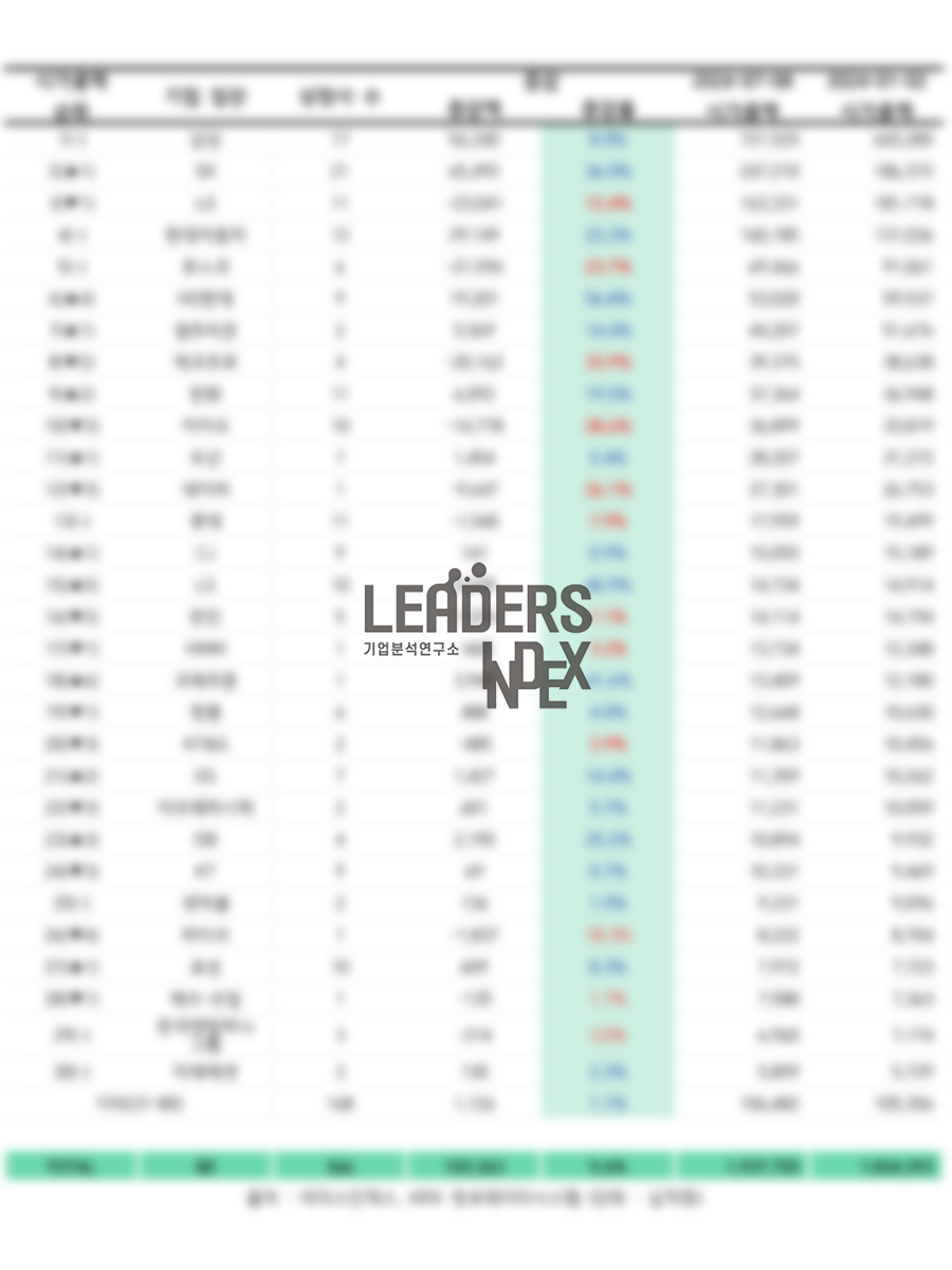 2024년 상반기 대기업 집단 시가총액 순위 변화